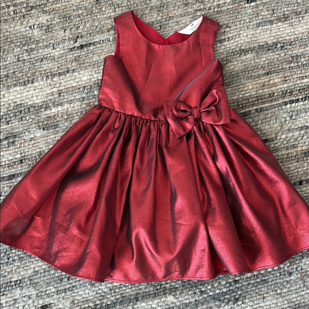 H&M Shimmering Red Formal Kids Dress with Bow
